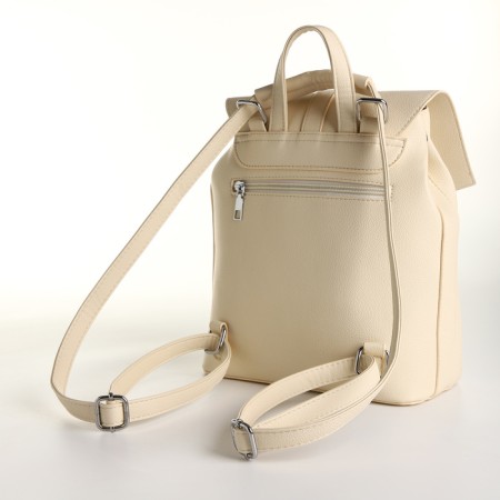 City backpack of artificial leather with lightning, milk color-1