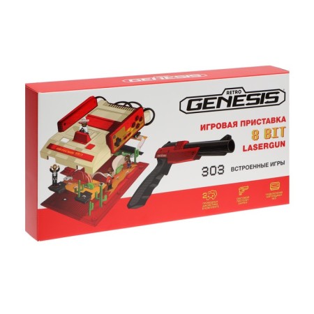 Game console Retro Genesis 8 Bit Lasergun, AV Cable, 2 Jaostiki, Pistol, 303 Games-7