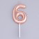 Candle in the Cake "European", number "6", 6 cm, pink gold