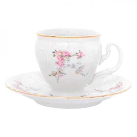 A cup of 170 ml with a saucer 140 mm high bernadotte, decor "Wild rose, gold layer", 170 ml