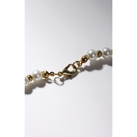Beads "Pearls" on the chain, ball No. 6, white color in gold, l = 53 cm-2