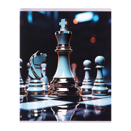 A notebook of 96 sheets in Calligrata “Chess” cage, covered cardboard, matte lamination + selective UV-lame, OFSET MIX-2