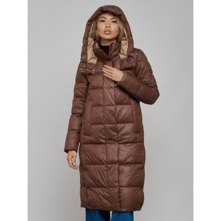 Coat insulated winter female, size 48, color dark brown-7