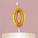 A candle for a cake, a number, shiny “0”, gold, 4 x 10 cm.