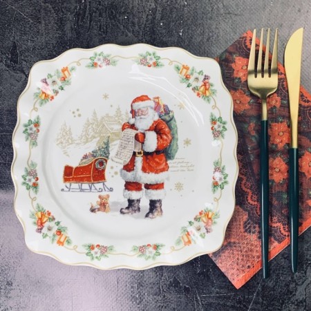 A set of 6 plates Lenardi, 19 cm, New Year print