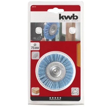 The flat brush for the drill is kwb, d = 75 mm, the shank d = 6 mm, soft, nylon with aluminum oxide-1