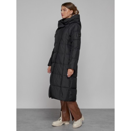 Coat insulated winter female, size 44, black color-1