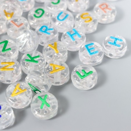 Beads for creativity plastic "English color letters" Transparent set 20 grams 0.6x1x1 cm-1