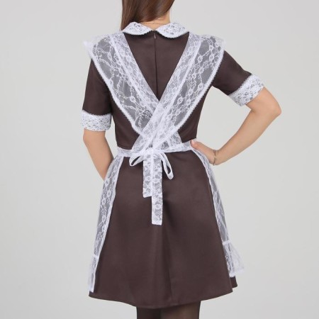 School apron, guipure, small flowers, p. 42-50, white color + set of balls 5 pcs.-1