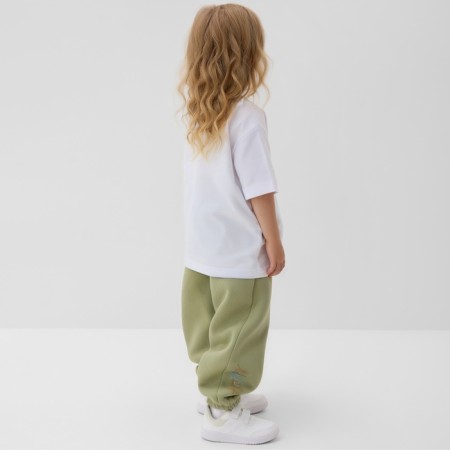 Children's pants Minaku: Exclusive Print, Olive color, Oversize growth 104 cm-2