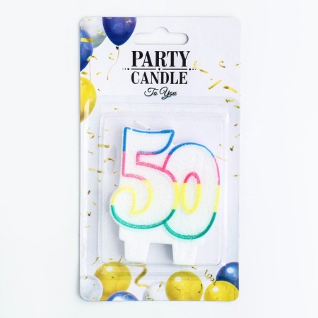 Candle for the cake "Jubilee giant", number "50", tone rim, 7.5 cm-2
