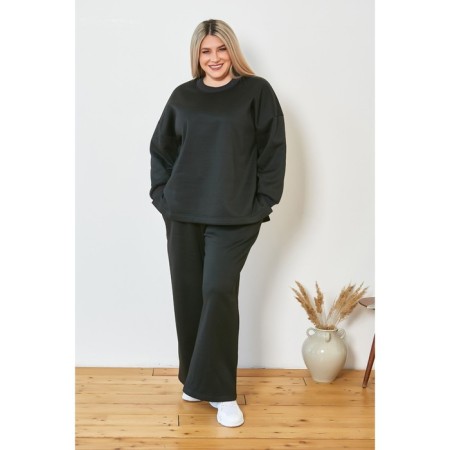 Female suit, size 62, black color-1