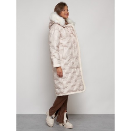 Coat insulated winter female, size 46, beige color-2