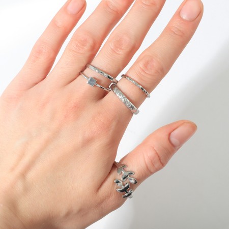 Ring set 5 pieces "perfect fingers" is light, white color in silver-2