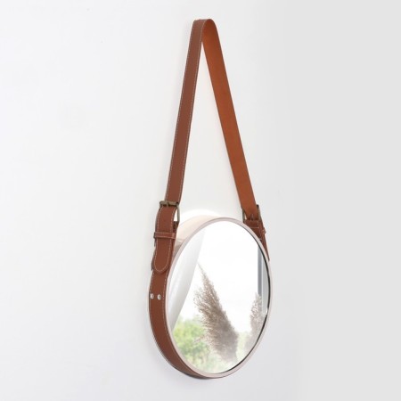 Mirror wall -mounted round “surroundings” d mirror surface 28 cm, with an artificial leather strap, color mix-7