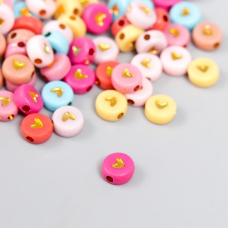 A set of beads for creativity plastic "Golden heart in the circle" Bright 20 g 0.4x0.7x0.7 cm-2