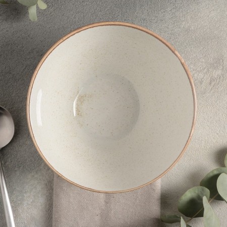 Porcelain salad 700 ml, d = 16 cm, beige color-1
