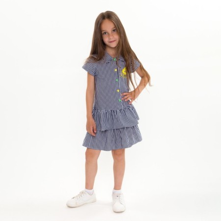 Платье для девочки, цвет синий/белый, рост 98 см-4