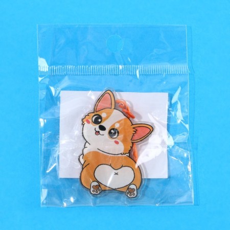 Acrylic corner keychain "Corgi" with carbine, 5 x 3.5 cm-5