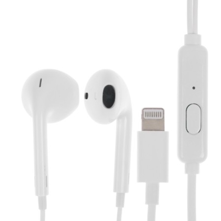 Headphones Exployd Ex-HP-1463, inserts, microphone, wired, 108 dB, 1.2 m, Lightning, white