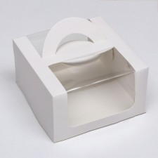 Box under the bento-port with a window, white, 14 x 14 x 8 cm