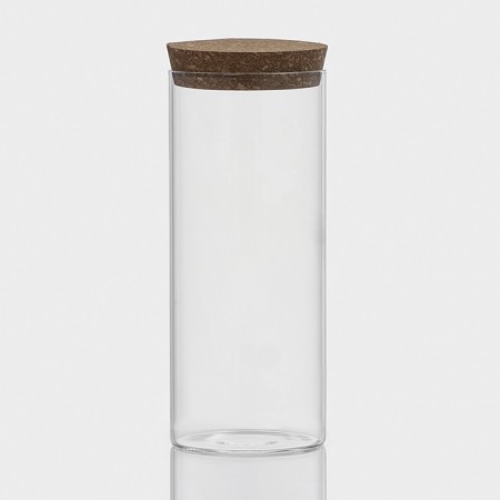 Glass Bank for bulk products with a Bellatenero cork cover "Classic", 1 l, 8.5 × 21 cm