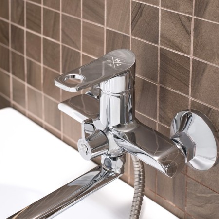 Bath mixer "RMS" SL137-006E, pour 277 mm, shower set, zinc, chrome-2