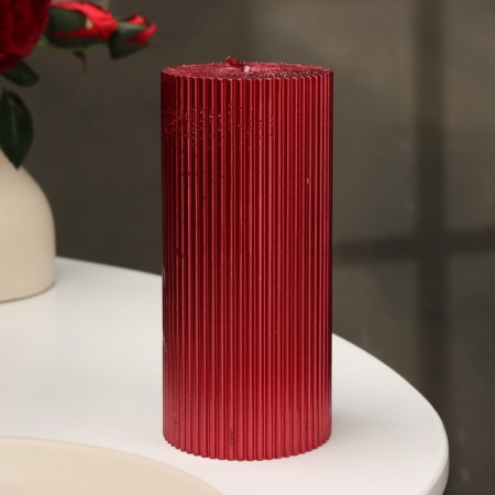 Candle "Relief", 7 × 15cm, red metallic