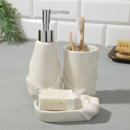 Set: dispenser, glass, soap dish "white"