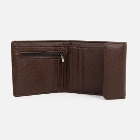 Male purse on a magnet, department for bills, for maps, for coins, brown color-2