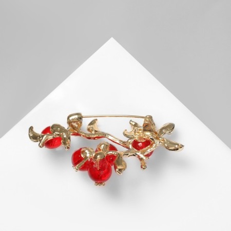 Brooch "Rowan" berries, red-green color in gold-1