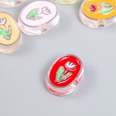 Busina Plastic "Summer breeze. Tulip in oval" Gloss Mix 2.2x1.5x0.8 cm-1