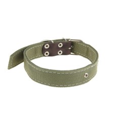 The collar of a canvas two-layer, 68 x 3.5 cm, Osh 30-55 cm, dark green