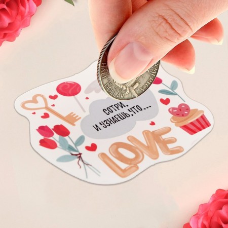 Valentine postcard with a strict-layer Love, 10 × 10 cm-2