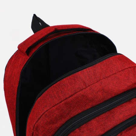 A backpack with a zipper, 2 external pockets, burgundy color-5