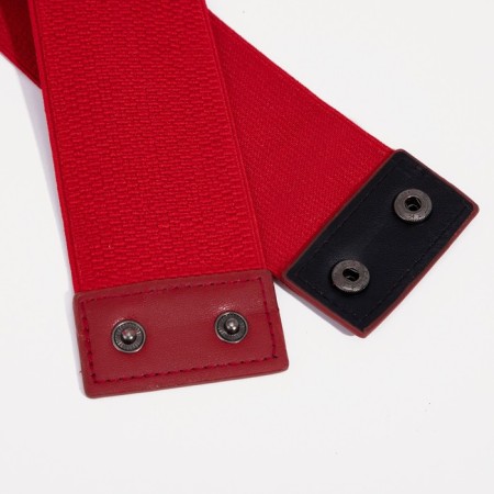 Women's belt on buttons, width 8 cm, red color-2