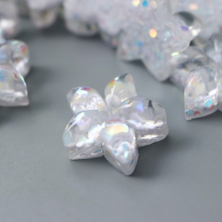 Decor for creativity Plastic "Flower-Piteris White-blue" Crystal 1.4x1.4 cm-1