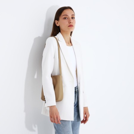 Cross-Bodi Bag on a zipper, beige color-4