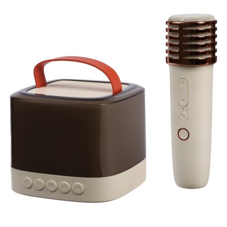 Mini Karaoke system T7, 5 W, microphone, 1800/800 mach, Jack 3.5, Type-s, RGB, beige-5