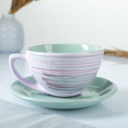 Tea couple "Elegant" 0.25l / 11x6.5cm + saucer 15cm, lavender-2