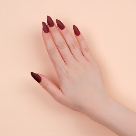 Follow nails, 24 pcs, with glue plates, the shape of the almonds, matte/glossy, cherry color-13