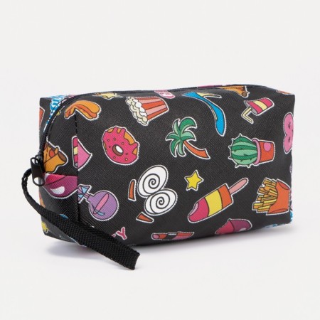 Cosmetic bag with lightning, black/multi -colored color