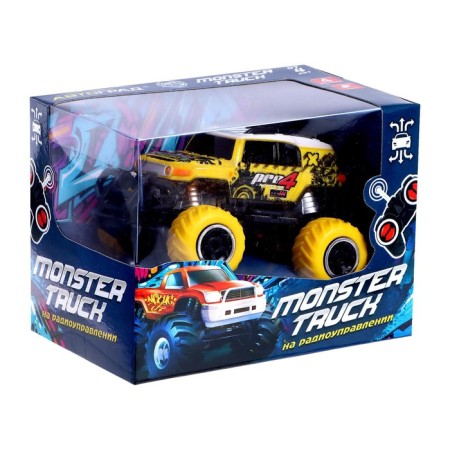 Radio -controlled jeep "graffiti", works on batteries, yellow color-7