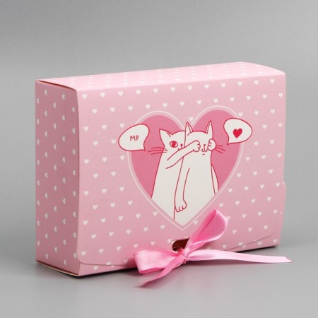 Gift folding box, packaging, “Happiness nearby”, 16.5 x 12.5 x 5 cm, without tape-1