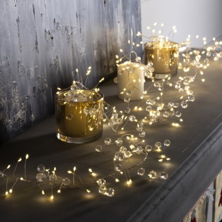 Girland "Mishura" 2 ms with nozzles "Bun", IP20, silver thread, 200 LED, glow warm white, AAH3