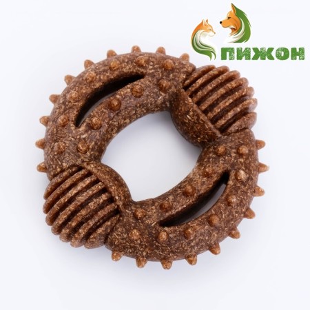 Dog toy "Ring with spikes", tpr+bamboo, 8 cm-1