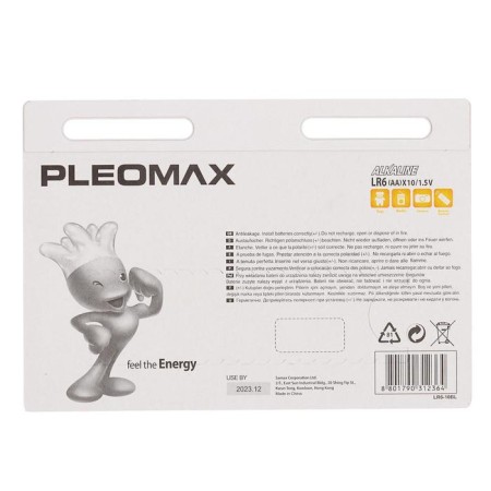 Battery Alkalin Pleomax, AA, LR6-10BL, 1.5V, blister, 8+2 pcs.-2