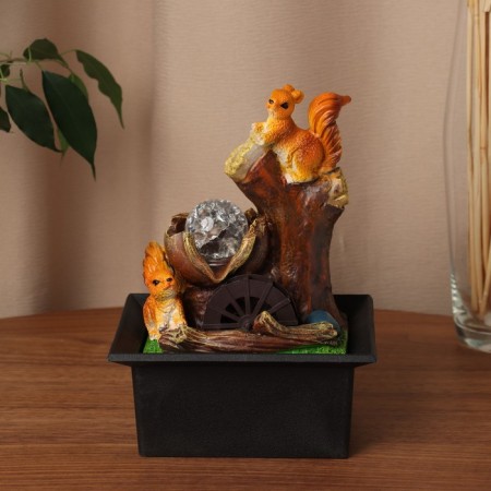 Fountain "Squirrels on logs" 22x16 cm (with backlight)