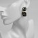 Earrings with rhinestones "Illusion" Highways Squares, gray color in gold