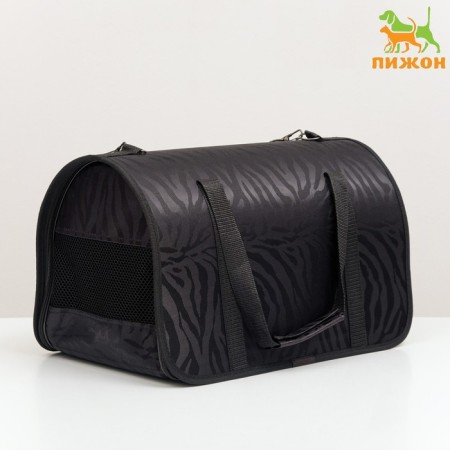 Bag - Animal carrying "Lux", PVC, Jacquard, 46 x 28.5 x 30 cm, black
